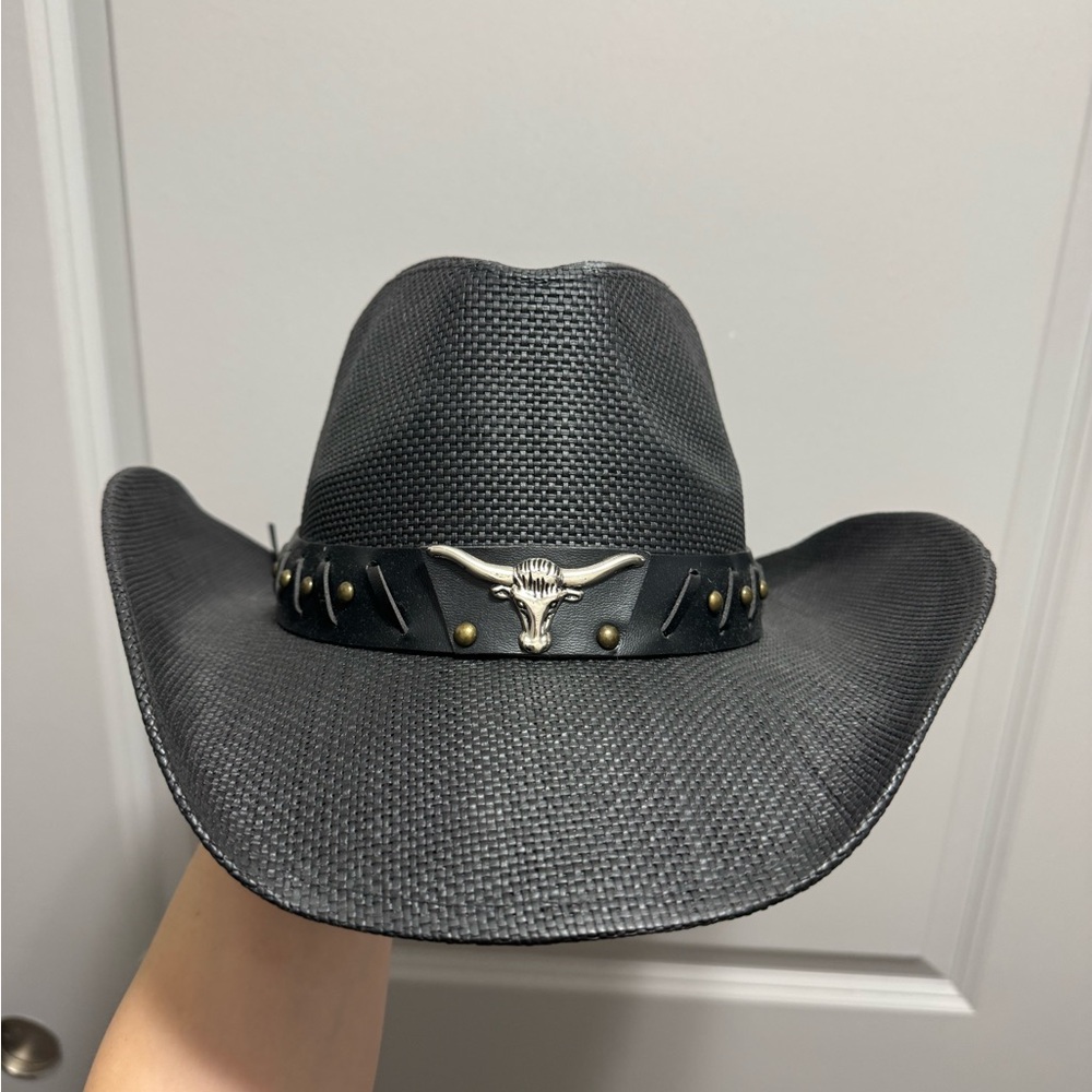 NWT Black Western Cowboy Hat with Longhorn Band